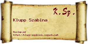 Klupp Szabina névjegykártya